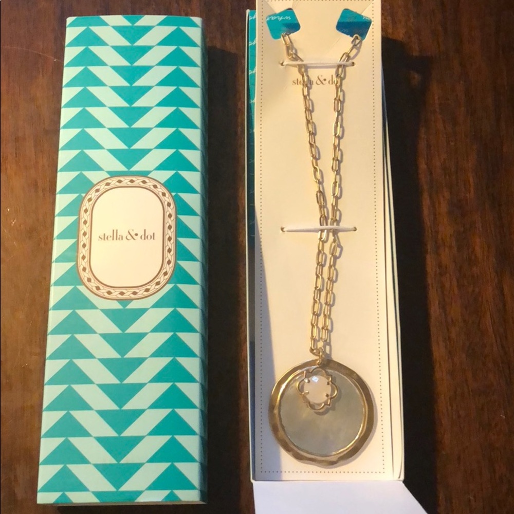 Stella and dot long gold charm necklace